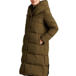 LAUREN Ralph Lauren-3/4 length Down Pillow Collar hooded puffer coat in Loden
